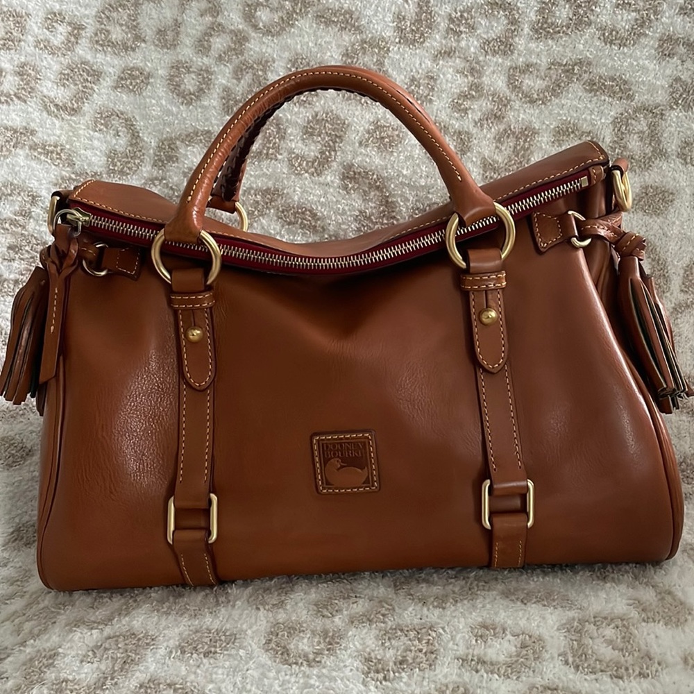 ❤️ DOONEY & BOURKE FLORENTINE LARGE SATCHEL BAG NATURAL TAN SMOOTH LEATHER 🔥❤️